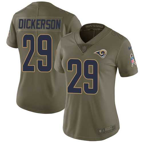 Women's Nike Los Angeles Rams #29 Eric Dickerson Olive Stitched NFL Limited 2017 Salute to Service Jersey