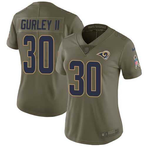 Women's Nike Los Angeles Rams #30 Todd Gurley II Olive Stitched NFL Limited 2017 Salute to Service Jersey
