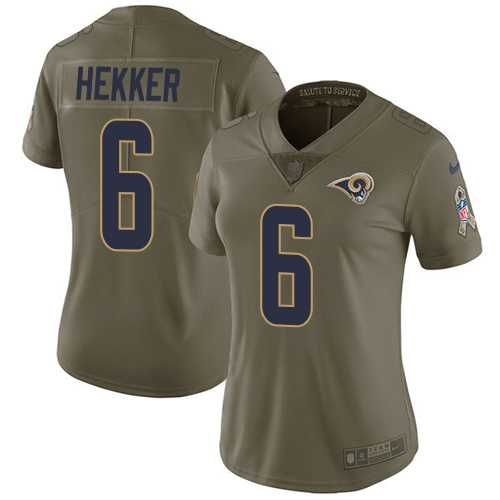 Women's Nike Los Angeles Rams #6 Johnny Hekker Olive Stitched NFL Limited 2017 Salute to Service Jersey