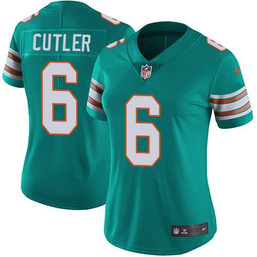 Women's Nike Miami Dolphins #6 Jay Cutler Aqua Green Alternate Stitched NFL Vapor Untouchable Limited Jersey
