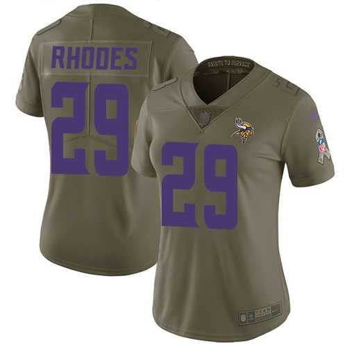 Women's Nike Minnesota Vikings #29 Xavier Rhodes Olive Stitched NFL Limited 2017 Salute to Service Jersey