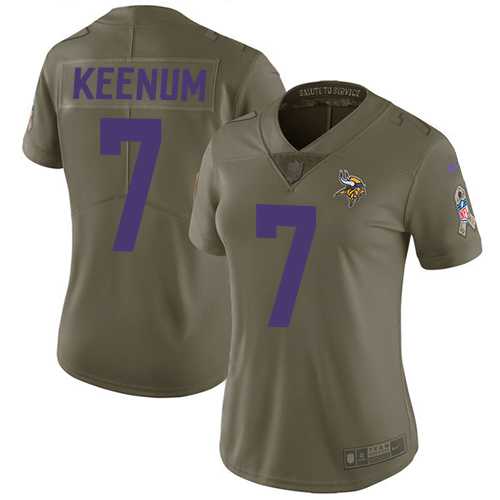 Women's Nike Minnesota Vikings #7 Case Keenum Olive Stitched NFL Limited 2017 Salute to Service Jersey