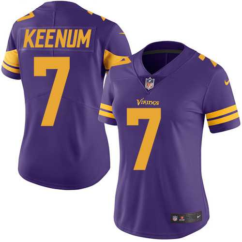 Women's Nike Minnesota Vikings #7 Case Keenum Purple Stitched NFL Limited Rush Jersey