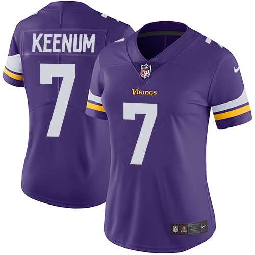 Women's Nike Minnesota Vikings #7 Case Keenum Purple Team Color Stitched NFL Vapor Untouchable Limited Jersey