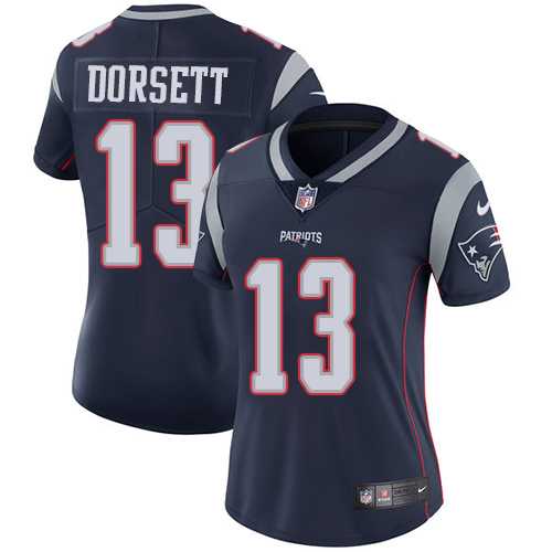 Women's Nike New England Patriots #13 Phillip Dorsett Navy Blue Team Color Stitched NFL Vapor Untouchable Limited Jersey