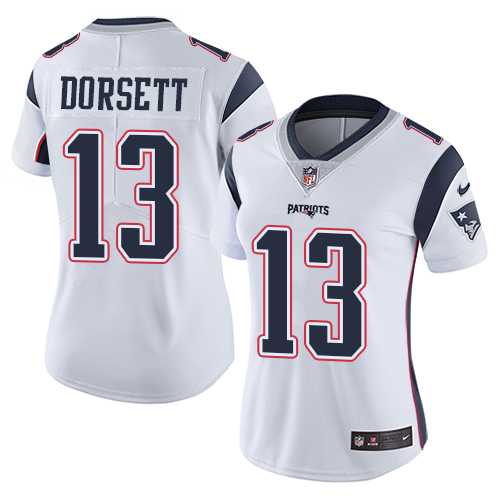 Women's Nike New England Patriots #13 Phillip Dorsett White Stitched NFL Vapor Untouchable Limited Jersey