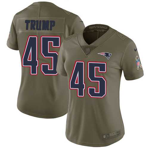 Women's Nike New England Patriots #45 Donald Trump Olive Stitched NFL Limited 2017 Salute to Service Jersey