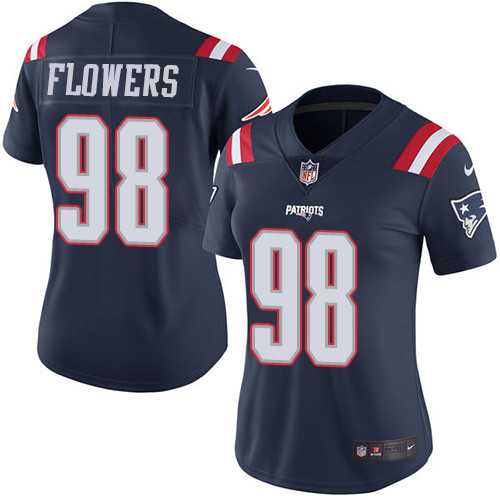 Women's Nike New England Patriots #98 Trey Flowers Navy Blue Stitched NFL Limited Rush Jersey