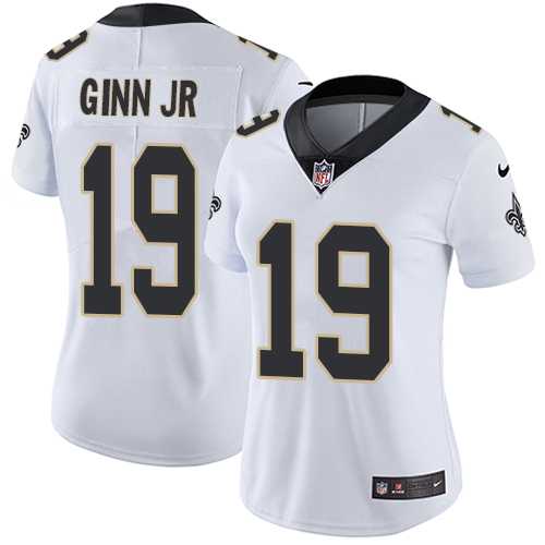 Women's Nike New Orleans Saints #19 Ted Ginn Jr White Stitched NFL Vapor Untouchable Limited Jersey