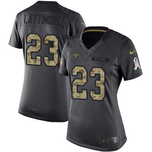 Women's Nike New Orleans Saints #23 Marshon Lattimore Black Stitched NFL Limited 2016 Salute to Service Jersey Women's Nike New Orleans Saints #23 Marshon Lattimore Black Stitched NFL Limited 2016 Salute to Service Jersey