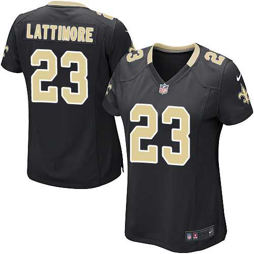 Women's Nike New Orleans Saints #23 Marshon Lattimore Black Team Color Stitched NFL Elite Jersey