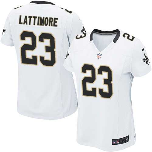 Women's Nike New Orleans Saints #23 Marshon Lattimore White Stitched NFL Elite Jersey