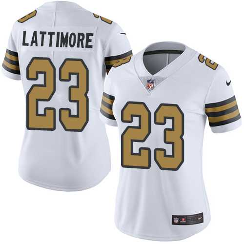 Women's Nike New Orleans Saints #23 Marshon Lattimore White Stitched NFL Limited Rush Jersey
