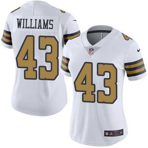 Women's Nike New Orleans Saints #43 Marcus Williams White Stitched NFL Limited Rush Jersey
