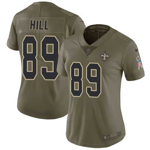 Women's Nike New Orleans Saints #89 Josh Hill Olive Stitched NFL Limited 2017 Salute to Service Jersey