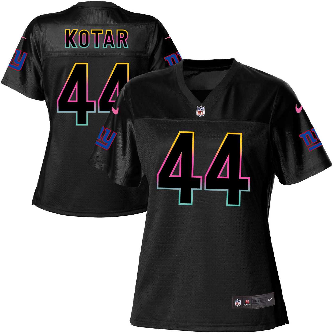 Women's Nike New York Giants #44 Doug Kotar Black NFL Fashion Game Jersey