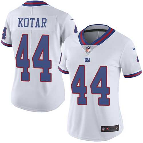 Women's Nike New York Giants #44 Doug Kotar White Stitched NFL Limited Rush Jersey