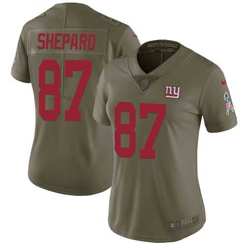Women's Nike New York Giants #87 Sterling Shepard Olive Stitched NFL Limited 2017 Salute to Service Jersey
