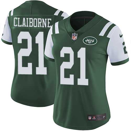 Women's Nike New York Jets #21 Morris Claiborne Green Team Color Vapor Untouchable Limited Player Nike NFL