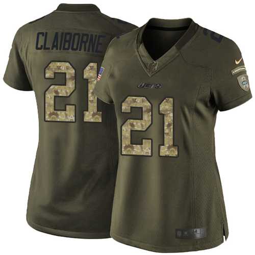 Women's Nike New York Jets #21 Morris Claiborne Limited Green Salute to Service Nike NFL