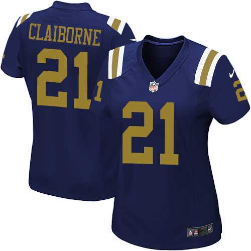 Women's Nike New York Jets #21 Morris Claiborne Limited Navy Blue Alternate Nike NFL
