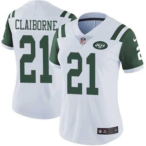 Women's Nike New York Jets #21 Morris Claiborne White Vapor Untouchable Limited Player Nike NFL