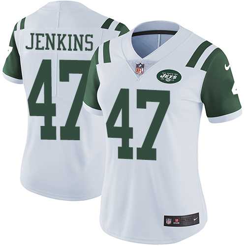 Women's Nike New York Jets #47 Jordan Jenkins White Stitched NFL Vapor Untouchable Limited Jersey