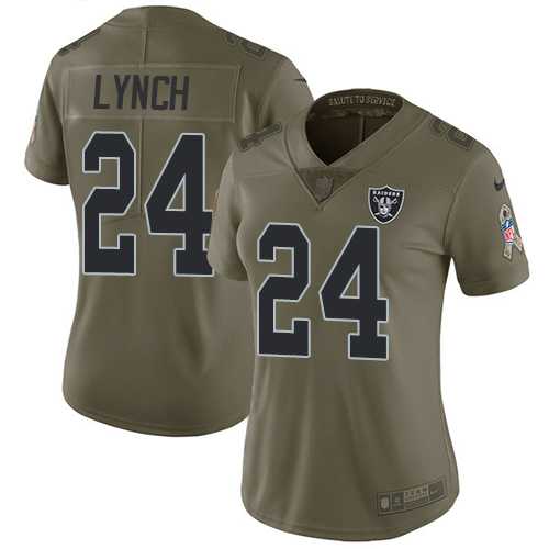 Women's Nike Oakland Raiders #24 Marshawn Lynch Olive Stitched NFL Limited 2017 Salute to Service Jersey
