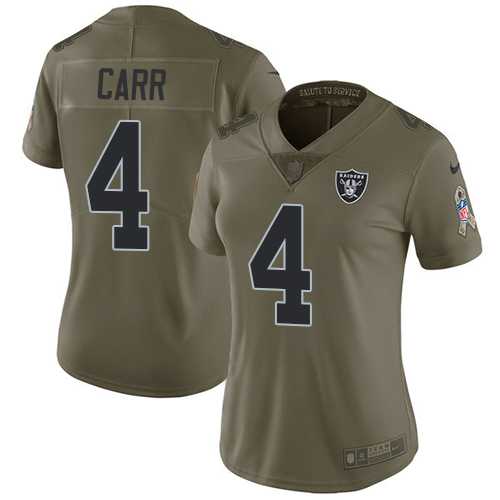 Women's Nike Oakland Raiders #4 Derek Carr Olive Stitched NFL Limited 2017 Salute to Service Jersey