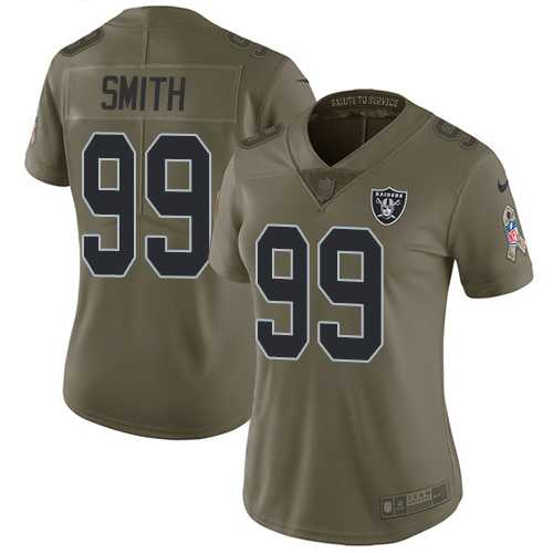 Women's Nike Oakland Raiders #99 Aldon Smith Olive Stitched NFL Limited 2017 Salute to Service Jersey