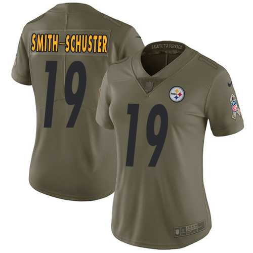Women's Nike Pittsburgh Steelers #19 JuJu Smith-Schuster Olive Stitched NFL Limited 2017 Salute to Service Jersey