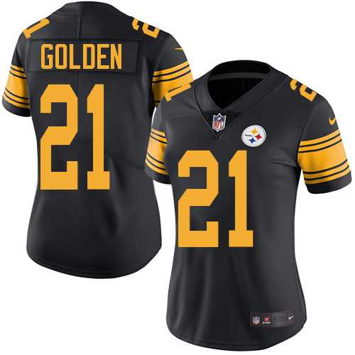 Women's Nike Pittsburgh Steelers #21 Robert Golden Elite Black Rush NFL Jersey
