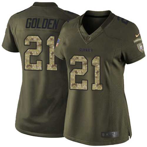 Women's Nike Pittsburgh Steelers #21 Robert Golden Elite Green Salute to Service NFL Jersey