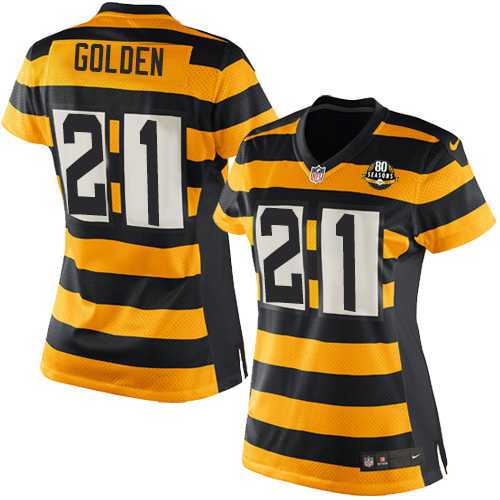 Women's Nike Pittsburgh Steelers #21 Robert Golden Limited Yellow Black Alternate 80TH Anniversary Throwback NFL Jersey