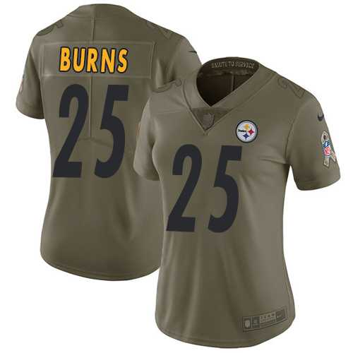 Women's Nike Pittsburgh Steelers #25 Artie Burns Olive Stitched NFL Limited 2017 Salute to Service Jersey