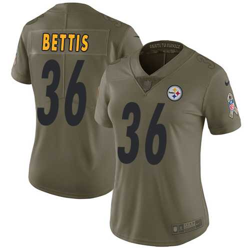 Women's Nike Pittsburgh Steelers #36 Jerome Bettis Olive Stitched NFL Limited 2017 Salute to Service Jersey