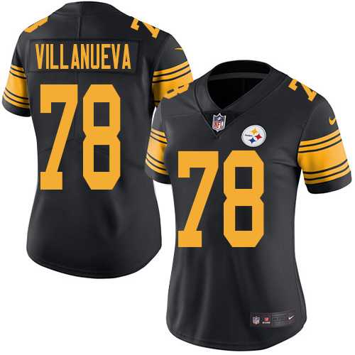 Women's Nike Pittsburgh Steelers #78 Alejandro Villanueva Black Stitched NFL Limited Rush Jersey