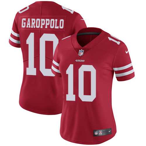 Women's Nike San Francisco 49ers #10 Jimmy Garoppolo Red Team Color Stitched NFL Vapor Untouchable Limited Jersey
