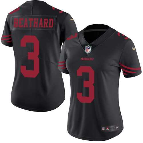 Women's Nike San Francisco 49ers #3 C.J. Beathard Black Stitched NFL Limited Rush Jersey Women's Nike San Francisco 49ers #3 C.J. Beathard Black Stitched NFL Limited Rush Jersey
