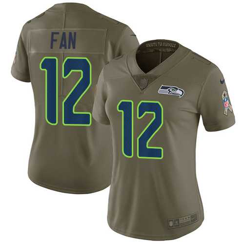 Women's Nike Seattle Seahawks #12 Fan Olive Stitched NFL Limited 2017 Salute to Service Jersey