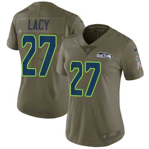 Women's Nike Seattle Seahawks #27 Eddie Lacy Olive Stitched NFL Limited 2017 Salute to Service Jersey