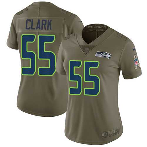 Women's Nike Seattle Seahawks #55 Frank Clark Olive Stitched NFL Limited 2017 Salute to Service Jersey