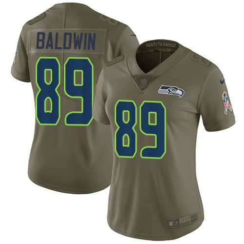 Women's Nike Seattle Seahawks #89 Doug Baldwin Olive Stitched NFL Limited 2017 Salute to Service Jersey
