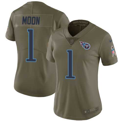Women's Nike Tennessee Titans #1 Warren Moon Olive Stitched NFL Limited 2017 Salute to Service Jersey