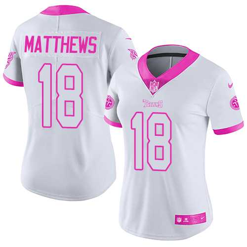 Women's Nike Tennessee Titans #18 Rishard Matthews White Pink Stitched NFL Limited Rush Fashion Jersey