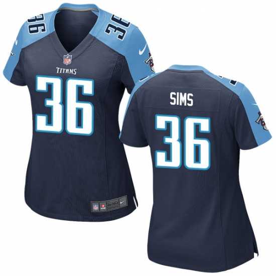 Women's Nike Tennessee Titans #36 Leshaun Sims Navy Blue Alternate Stitched NFL Elite Jersey