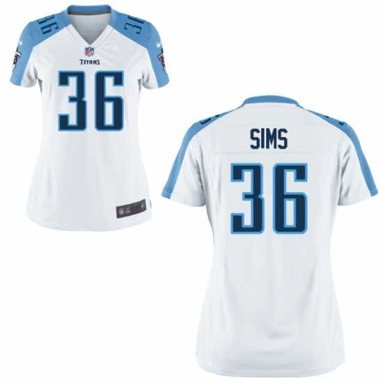 Women's Nike Tennessee Titans #36 Leshaun Sims White Alternate Stitched NFL Elite Jersey