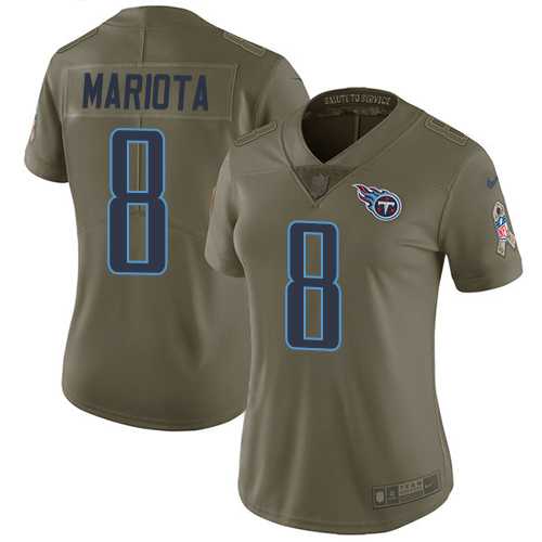 Women's Nike Tennessee Titans #8 Marcus Mariota Olive Stitched NFL Limited 2017 Salute to Service Jersey