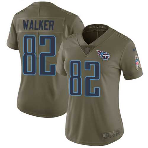 Women's Nike Tennessee Titans #82 Delanie Walker Olive Stitched NFL Limited 2017 Salute to Service Jersey