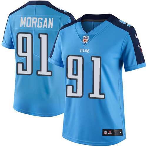 Women's Nike Tennessee Titans #91 Derrick Morgan Light Blue Stitched NFL Limited Rush Jersey